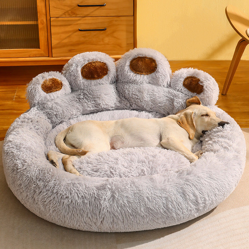 🐾 Flauschiges Hundebett in Pfotenform